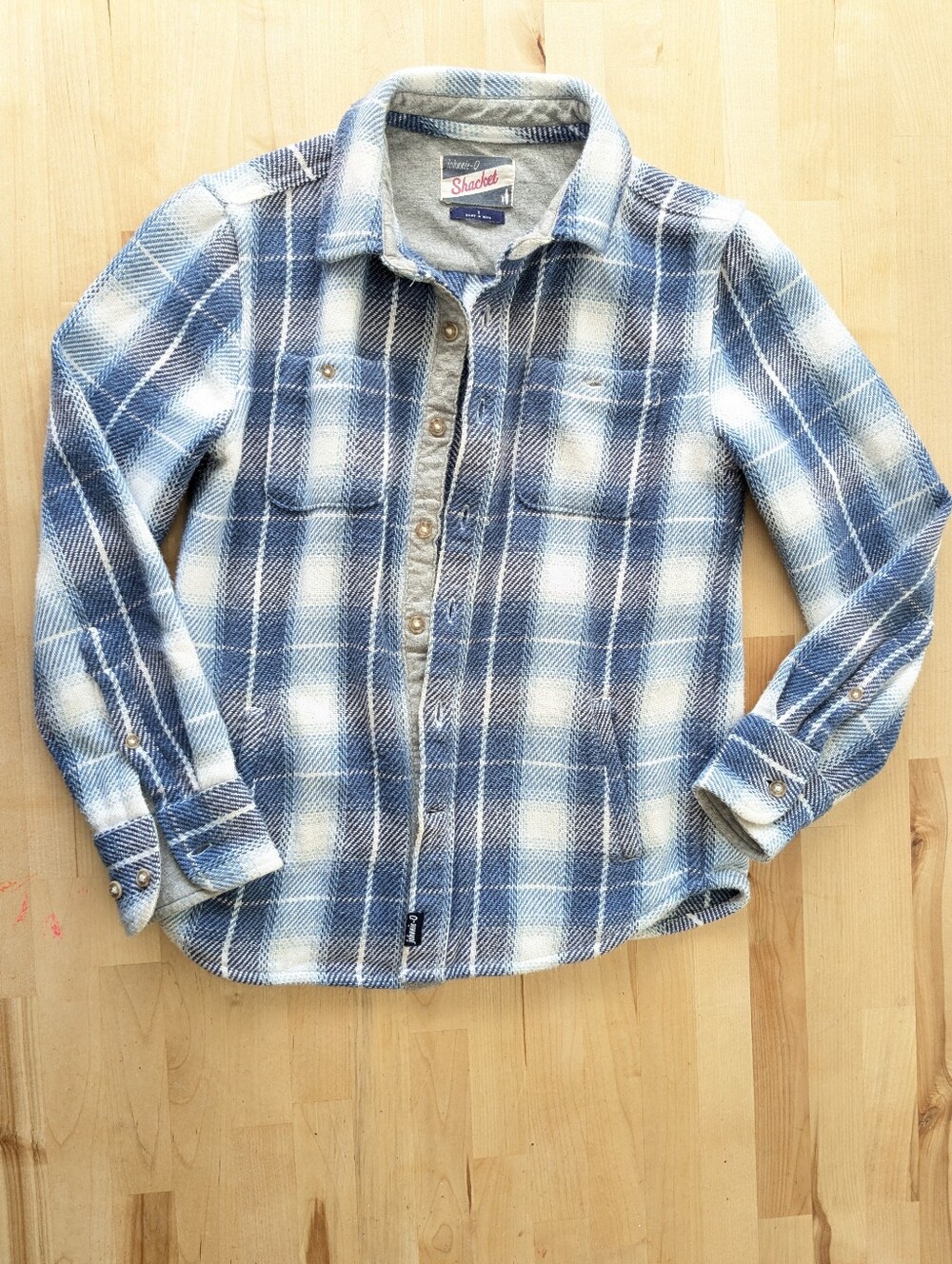 {Johnnie-o} Kids Blue & White Plaid Shacket